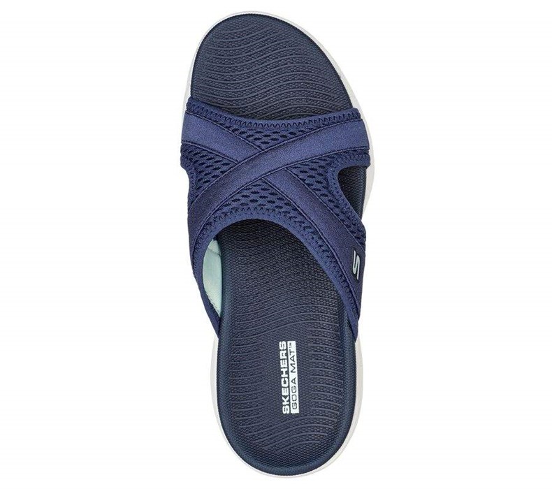 Dámské Sandály Skechers GO WALK 6 - Beach View Tmavě Blankyt | VEKNUIQ-17