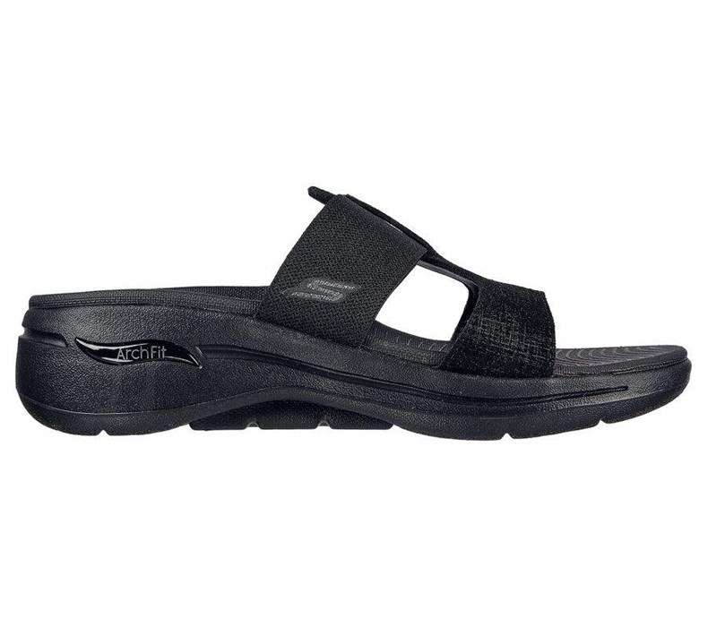 Dámské Sandály Skechers GO WALK Arch Fit - Lively Černé | ATNUMGK-75