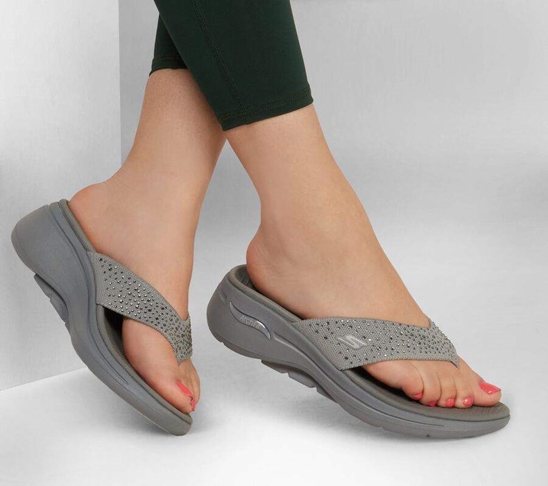 Dámské Sandály Skechers GO WALK Arch Fit - Dazzle Šedé | EZMTUAV-14