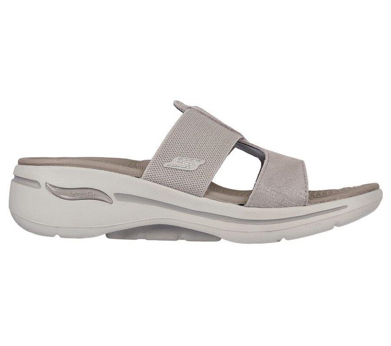 Dámské Sandály Skechers GO WALK Arch Fit - Lively Šedé Hnědé | LXICODV-64