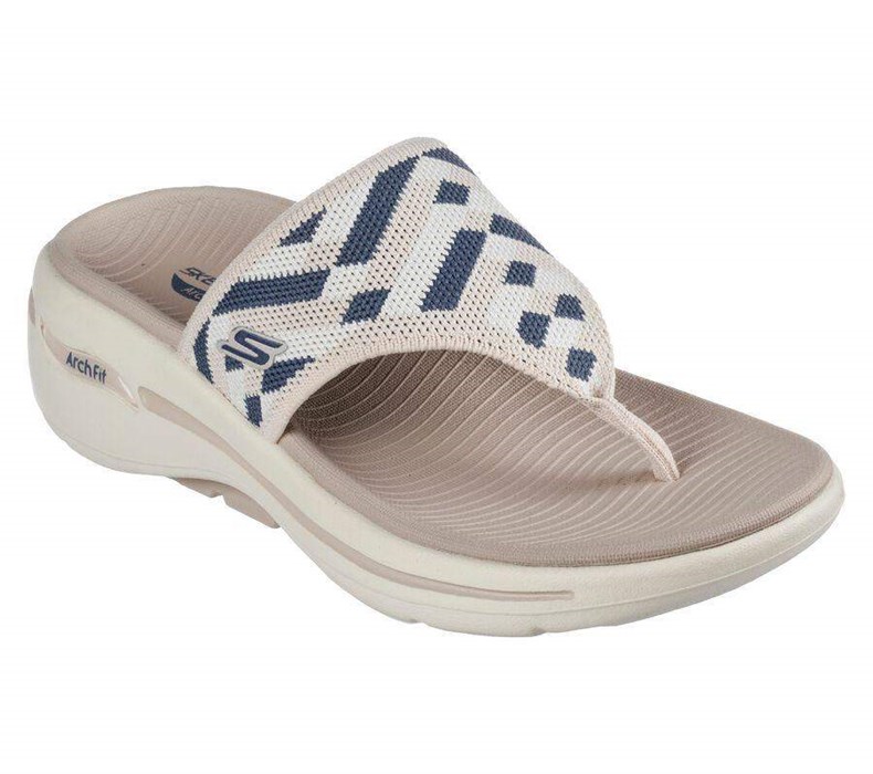 Dámské Sandály Skechers GO WALK Arch Fit - Palm Coast Béžový | NJGWZKR-48