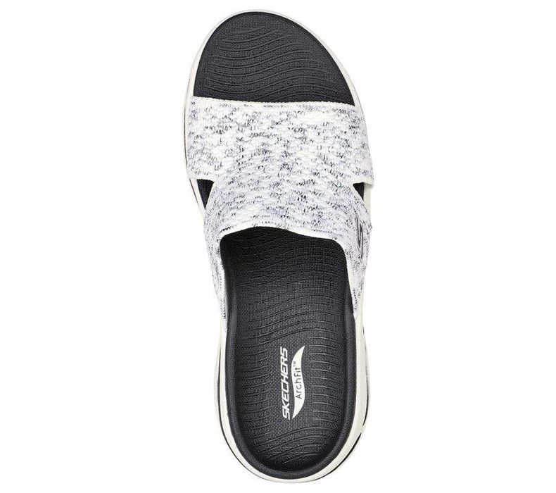 Dámské Sandály Skechers GO WALK Arch Fit - Sweet Bliss Bílé Černé | VBGOCUH-64