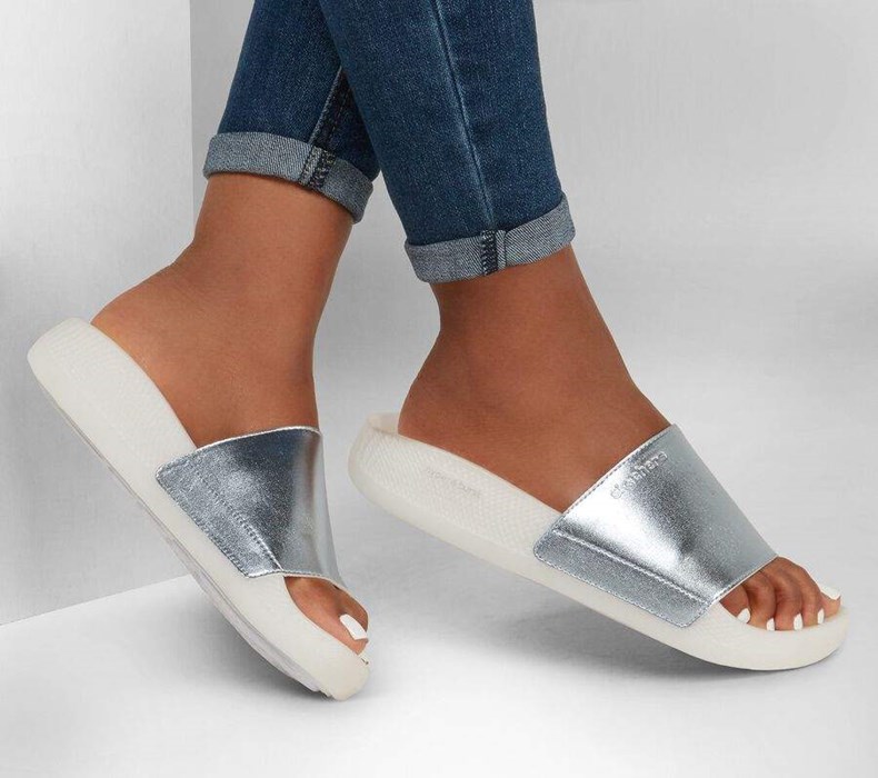 Dámské Sandály Skechers Hyper Pantofle - Shine On Stříbrné | APMLTJI-57