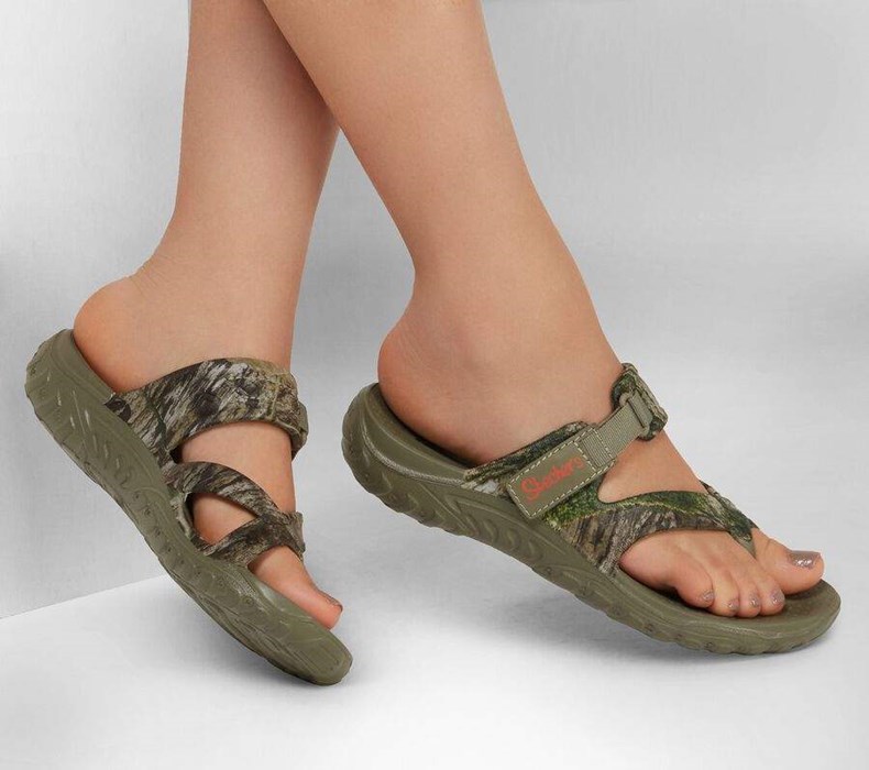 Dámské Sandály Skechers Mossy Oak Foamies: Reggae - Countrified Olivy Zelené Viacfarebný | RKYQOXZ-98