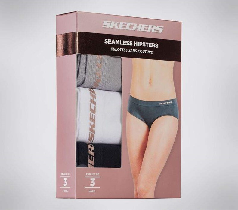 Dámské Spodní Prádlo Skechers 3 Pack of Solid Hipster Briefs Černé Bílé Šedé | JYCEZAK-60