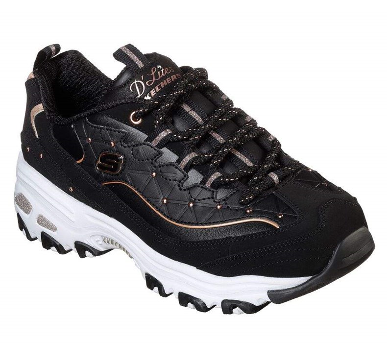 Dámské Tenisky Skechers D\'Lites - Glamour Feels Černé Zlaté | VRKYPBO-32