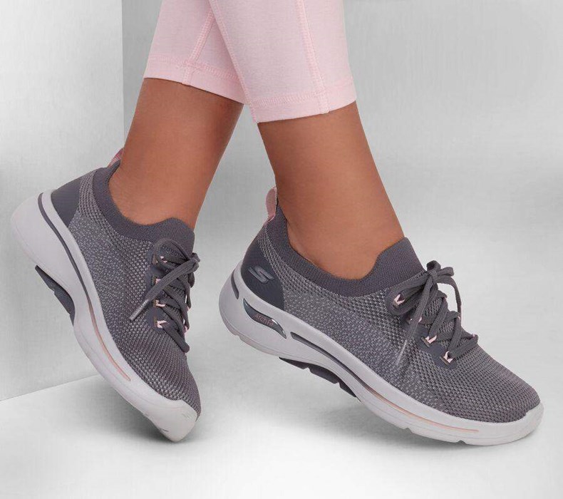 Dámské Tenisky Skechers GO WALK Arch Fit - Clancy Šedé Růžové | HPTSBCX-75