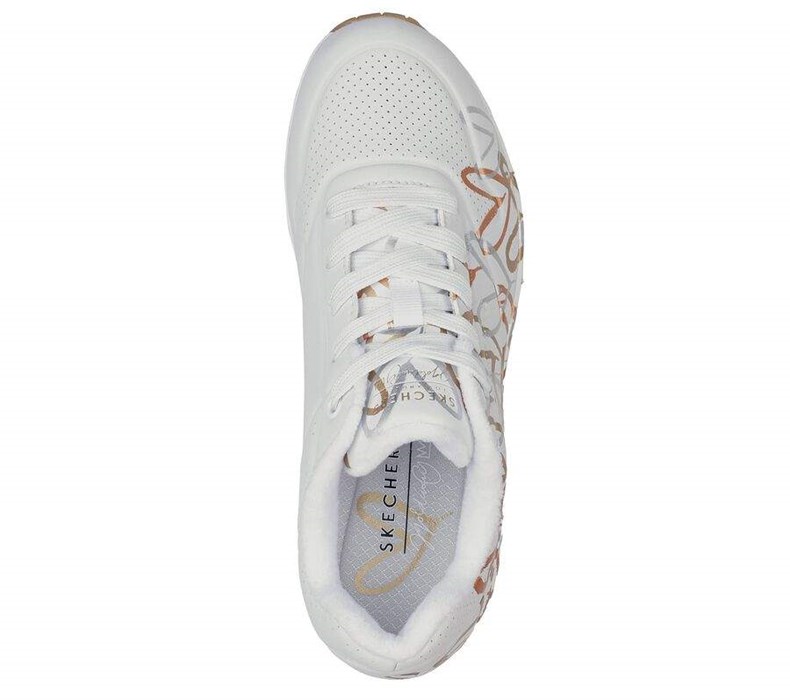 Dámské Tenisky Skechers x JGoldcrown: Uno - Metallic Love Bílé Zlaté | EZMTSVF-01