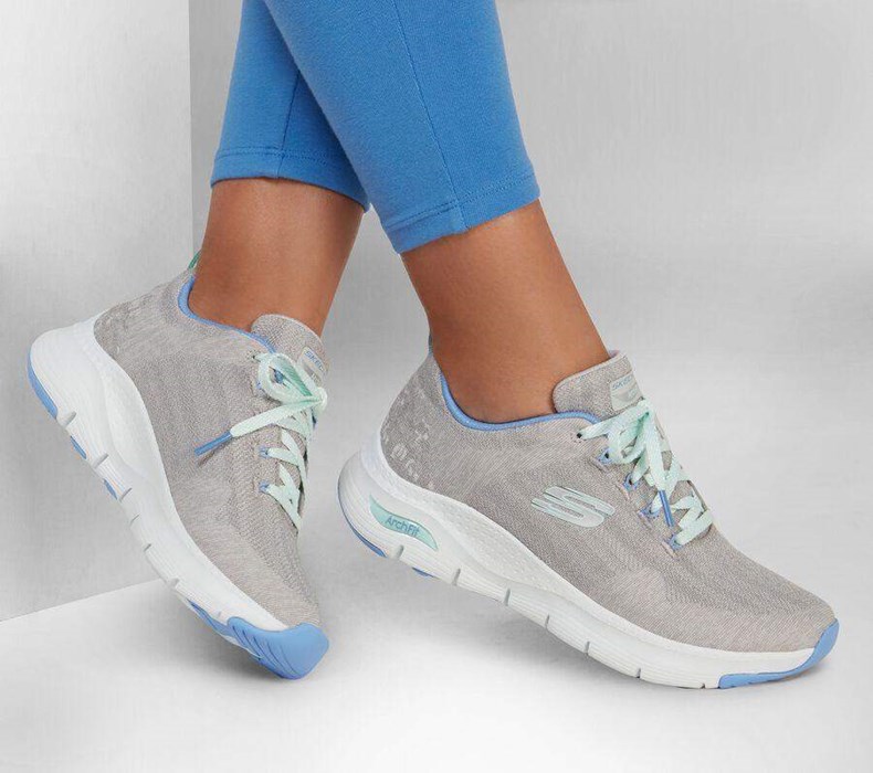 Dámské Trekové Boty Skechers Arch Fit - Comfy Wave Světle Šedé Blankyt | XJKGYSO-57