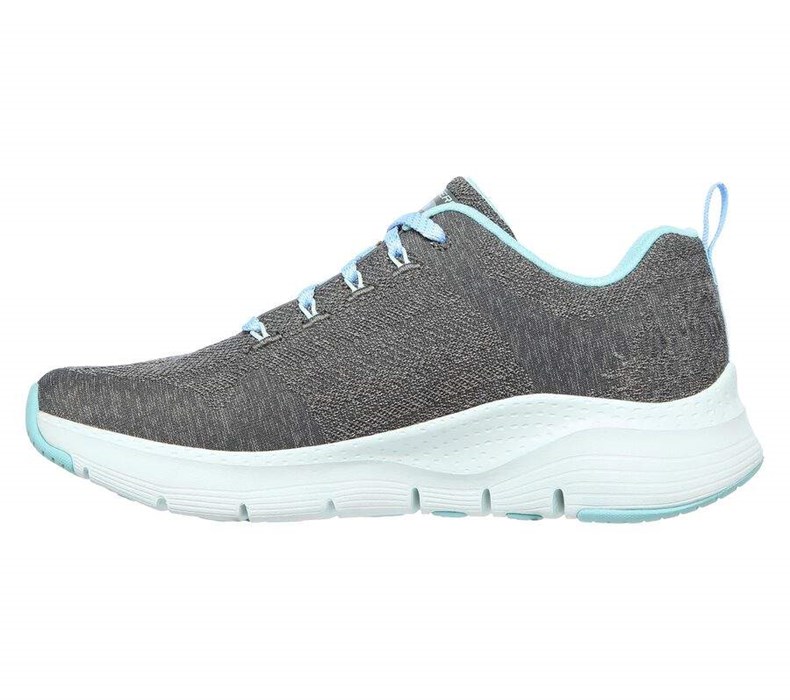 Dámské Trekové Boty Skechers Arch Fit - Comfy Wave Šedé Tyrkysové | YQFTAHG-10