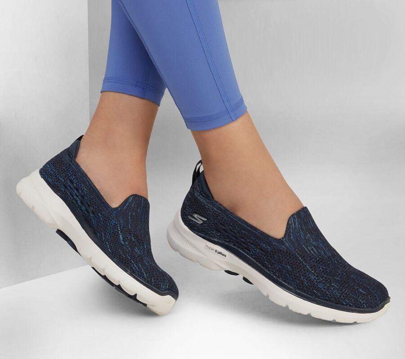 Dámské Trekové Boty Skechers GO WALK 6 - Valerie Tmavě Blankyt Bílé | CQHIEUM-45