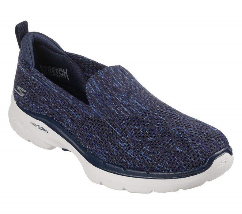 Dámské Trekové Boty Skechers GO WALK 6 - Valerie Tmavě Blankyt Bílé | CQHIEUM-45