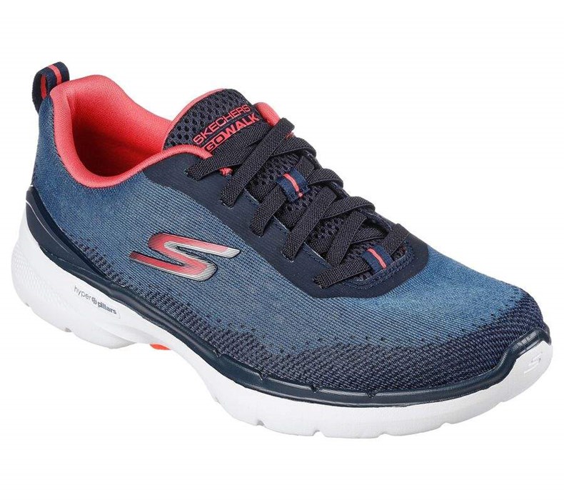 Dámské Trekové Boty Skechers GO WALK 6 - Spring Horizon Tmavě Blankyt Koralove | EJDNIZU-84