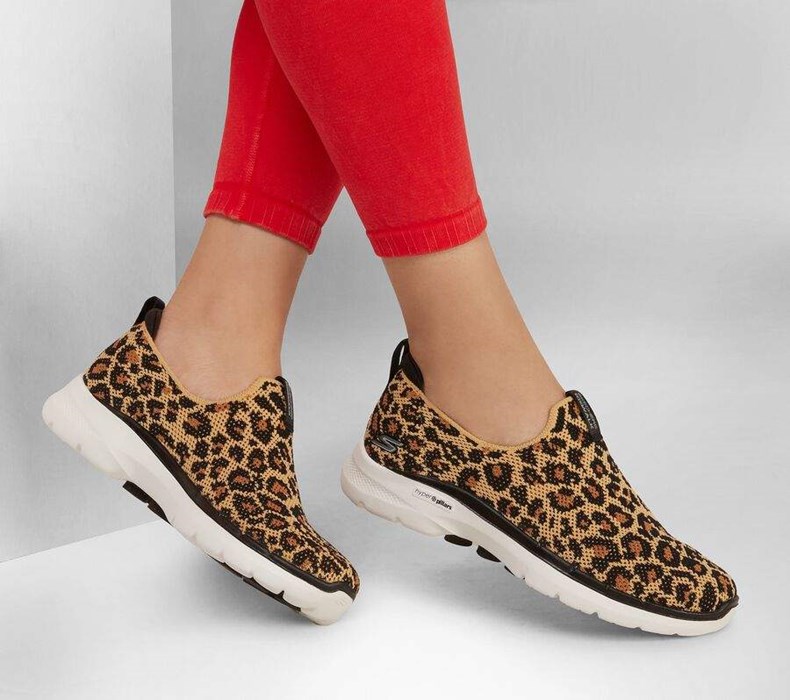 Dámské Trekové Boty Skechers GO WALK 6 - Lynx Leopard | FLXCKYE-51