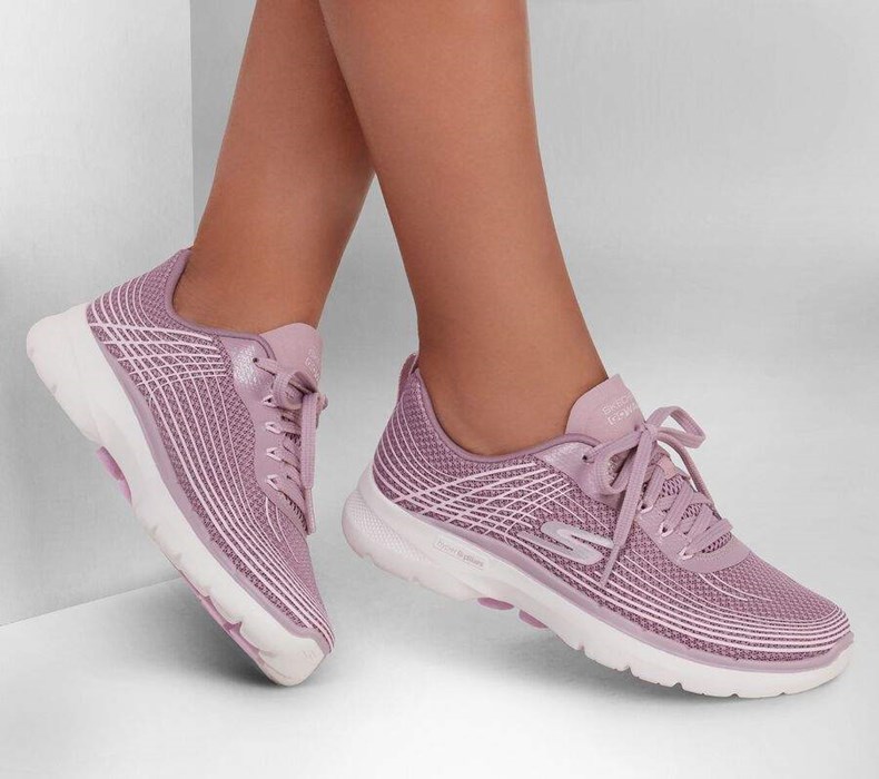 Dámské Trekové Boty Skechers GO WALK 6 - Stunning Glow Fialové | YENSVRC-41