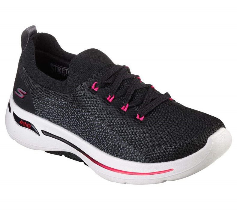 Dámské Trekové Boty Skechers GO WALK Arch Fit - Clancy Černé Růžové | DEHFRMP-80