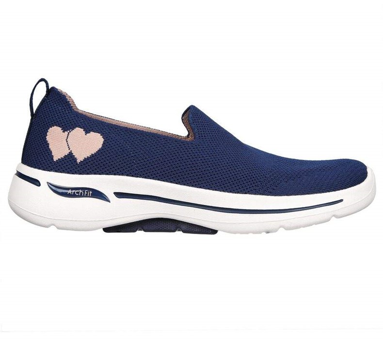 Dámské Trekové Boty Skechers GO WALK Arch Fit - Lovely Heart Tmavě Blankyt | GDSBYTJ-14