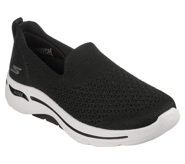 Dámské Trekové Boty Skechers GO WALK Arch Fit - Delora Černé Bílé | KJRCEDQ-70