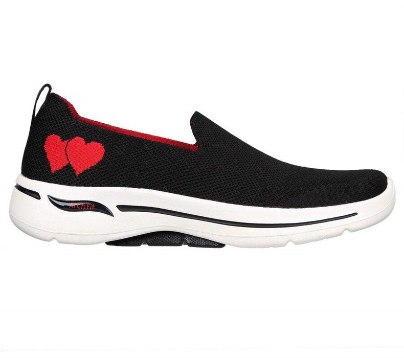 Dámské Trekové Boty Skechers GO WALK Arch Fit - Lovely Heart Černé | OGQLYNZ-08