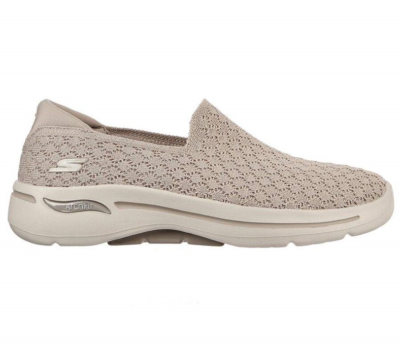 Dámské Trekové Boty Skechers GO WALK Arch Fit Šedé Hnědé | WUNMKJV-90