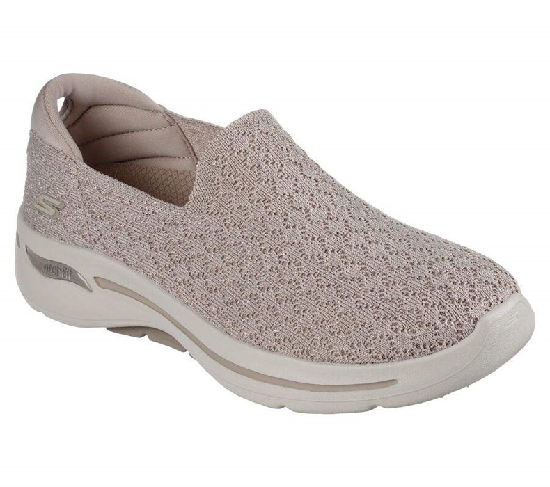 Dámské Trekové Boty Skechers GO WALK Arch Fit Šedé Hnědé | WUNMKJV-90