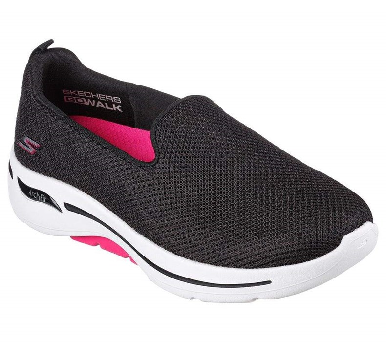 Dámské Trekové Boty Skechers GO WALK Arch Fit - Grateful Černé Růžové | WXTCABO-67