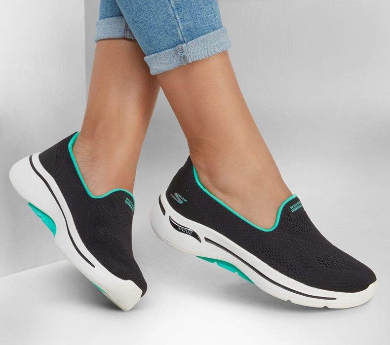 Dámské Trekové Boty Skechers GO WALK Arch Fit - Imagined Černé Tyrkysové | XIMYJBO-34