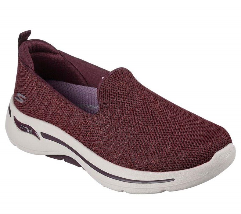 Dámské Trekové Boty Skechers GO WALK Arch Fit - Vividly Vínové | YPXBCOR-36