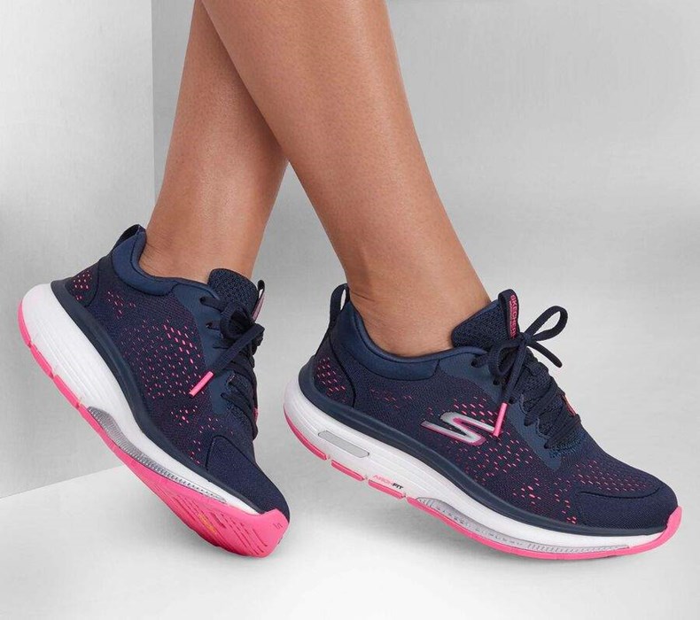 Dámské Trekové Boty Skechers GO WALK Workout Walker - Outpace Tmavě Blankyt Růžové | RMJUEYS-37