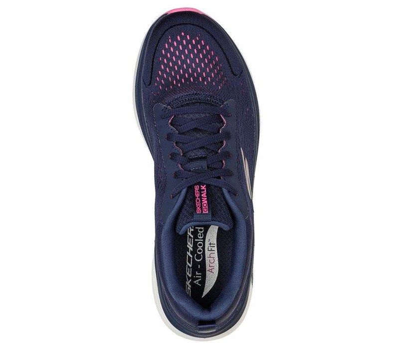 Dámské Trekové Boty Skechers GO WALK Workout Walker - Outpace Tmavě Blankyt Růžové | RMJUEYS-37