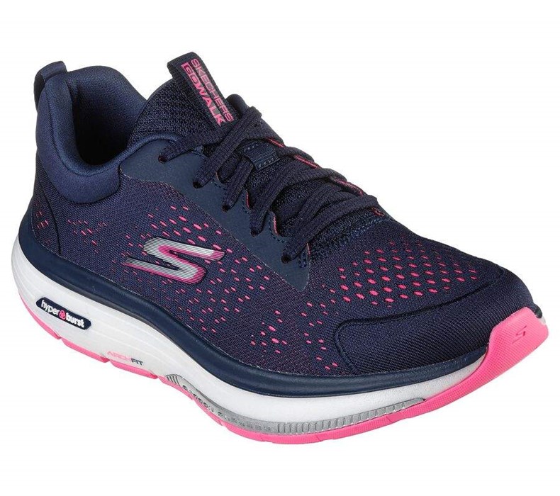 Dámské Trekové Boty Skechers GO WALK Workout Walker - Outpace Tmavě Blankyt Růžové | RMJUEYS-37