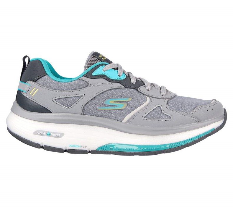 Dámské Trekové Boty Skechers GO WALK Workout Walker Šedé Tyrkysové | RPHQTFW-35