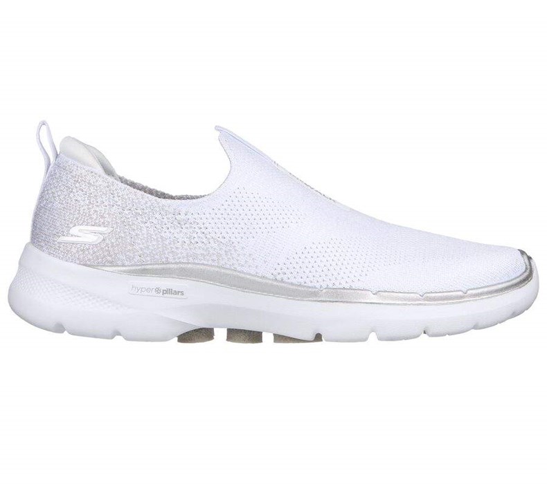 Dámské Trekové Boty Skechers GOwalk 6 - Glimmering Bílé | HLEKDQN-59