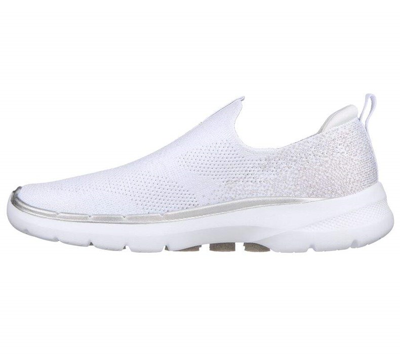 Dámské Trekové Boty Skechers GOwalk 6 - Glimmering Bílé | HLEKDQN-59