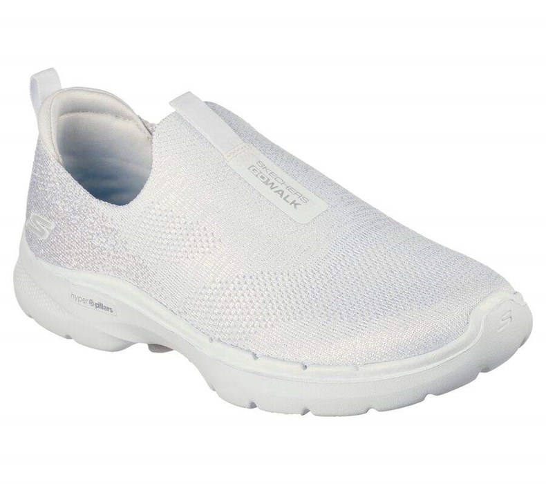 Dámské Trekové Boty Skechers GOwalk 6 - Glimmering Bílé | HLEKDQN-59