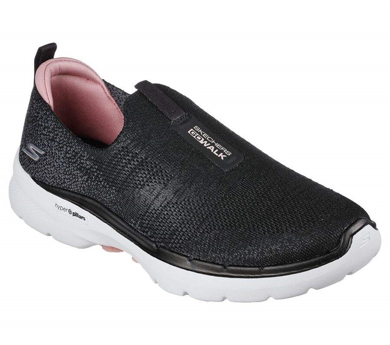 Dámské Trekové Boty Skechers GOwalk 6 - Glimmering Černé Růžové | IEKYFGP-71