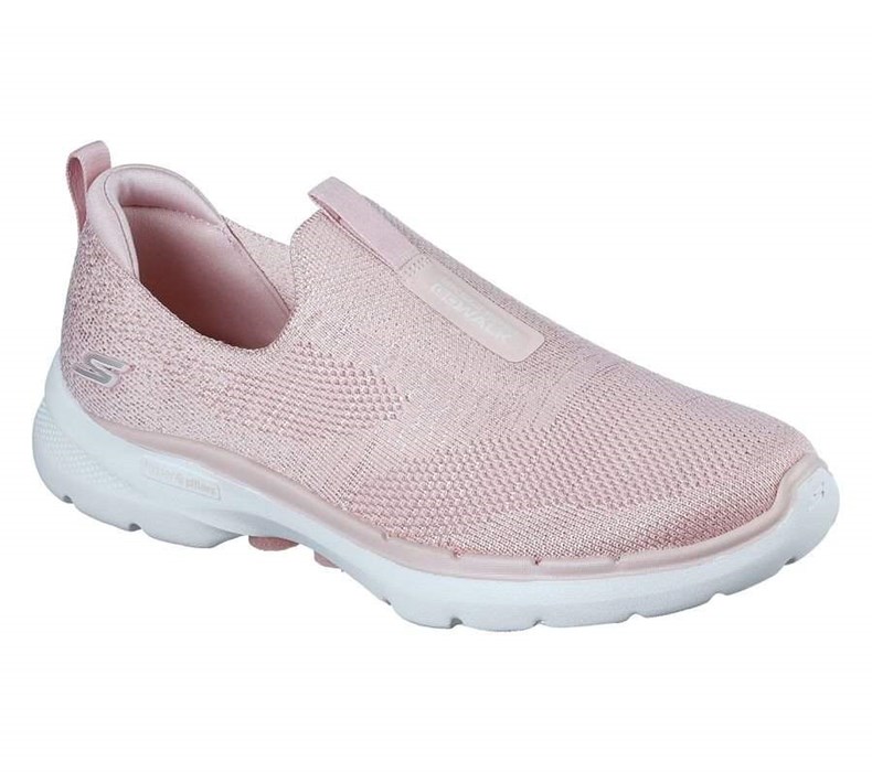 Dámské Trekové Boty Skechers GOwalk 6 - Glimmering Světle Růžové | OMKGETR-70