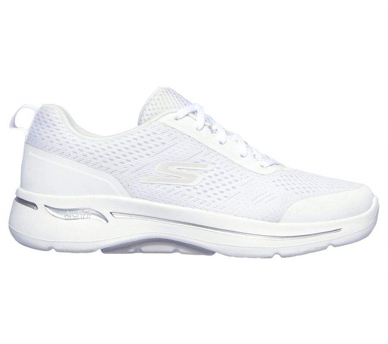 Dámské Trekové Boty Skechers GOwalk Arch Fit - Motion Breeze Bílé Stříbrné | HQVWMAF-12