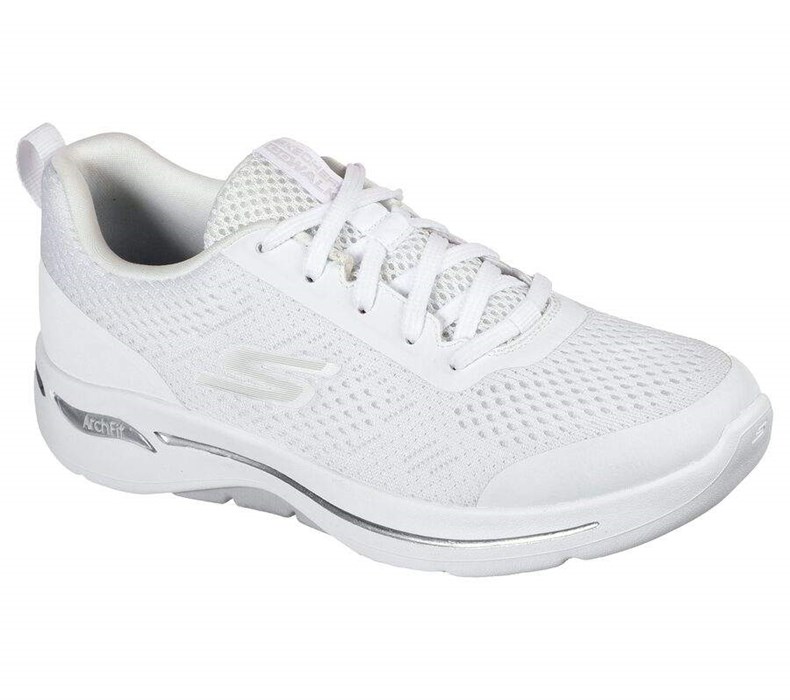 Dámské Trekové Boty Skechers GOwalk Arch Fit - Motion Breeze Bílé Stříbrné | HQVWMAF-12