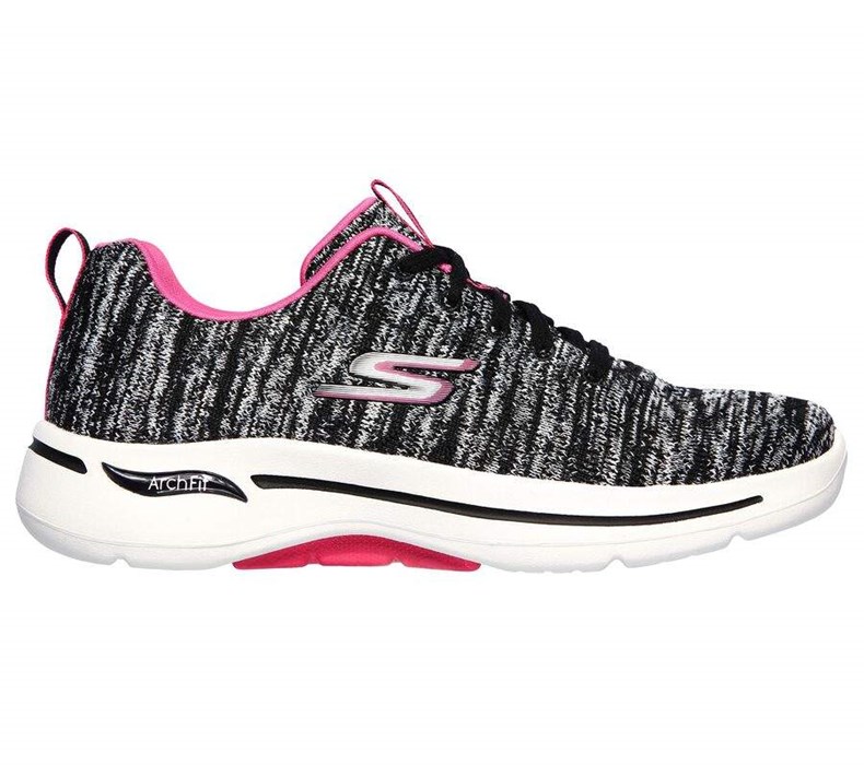 Dámské Trekové Boty Skechers GOwalk Arch Fit - Glee Černé Růžové | REVWFHI-69