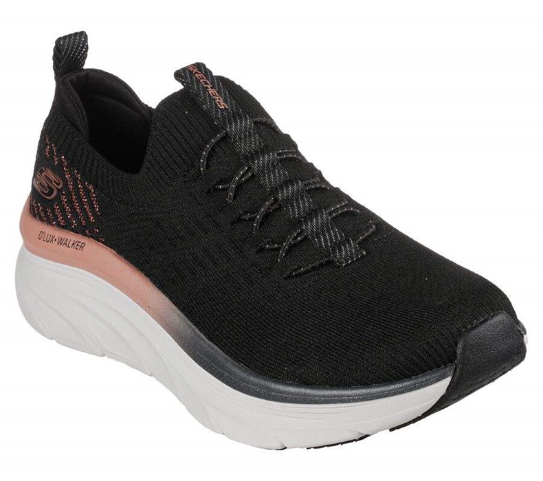 Dámské Trekové Boty Skechers Relaxed Fit: D\'Lux Walker - Let it Glow Černé Růžové Zlaté | VJIKLFS-09