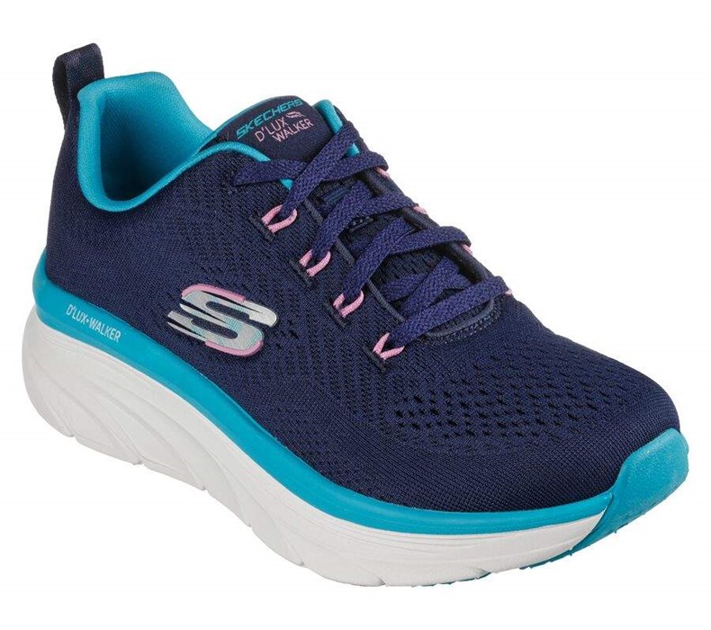 Dámské Trekové Boty Skechers Relaxed Fit: D\'Lux Walker - Fresh Finesse Tmavě Blankyt Tyrkysové | VLMTEKH-26