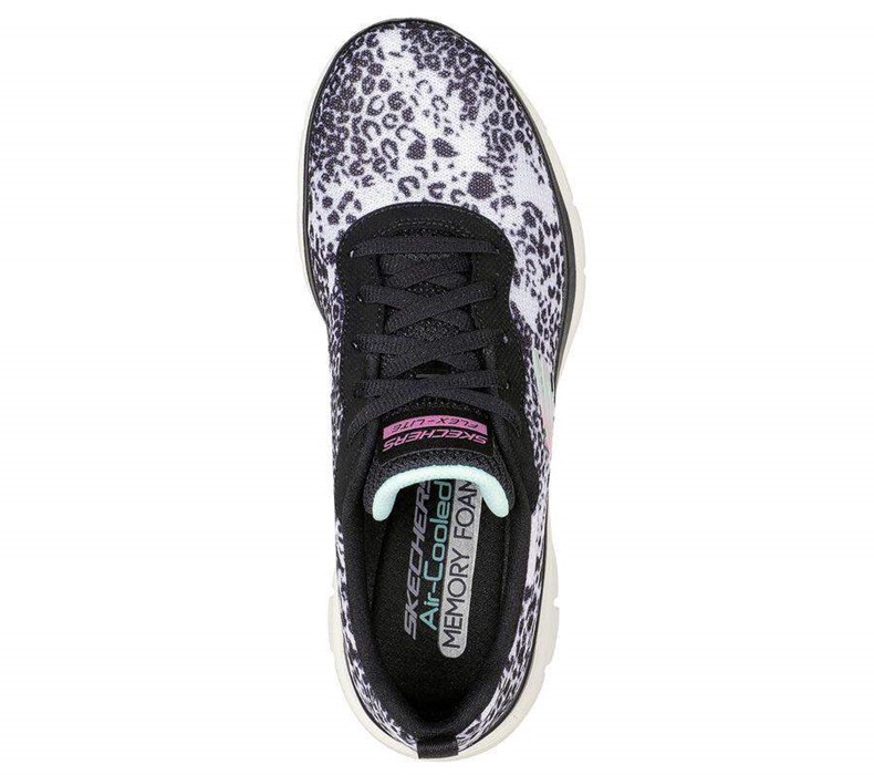 Dámské Tréninkové Boty Skechers Flex Appeal 4.0 - Wild N' Out Bílé Černé | CKPAHFD-48