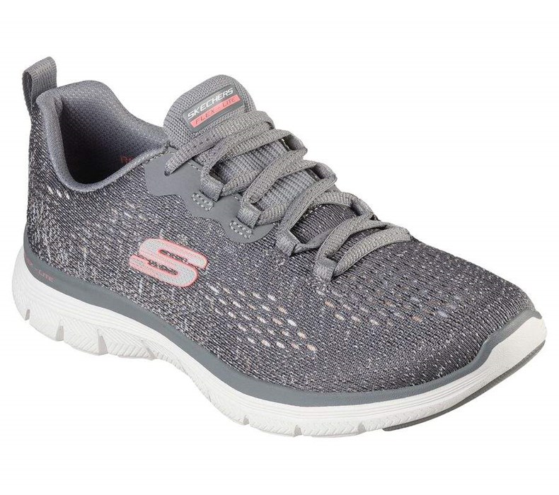 Dámské Tréninkové Boty Skechers Flex Appeal 4.0 - Vivid Spirit Šedé Růžové | PNOFUYJ-19