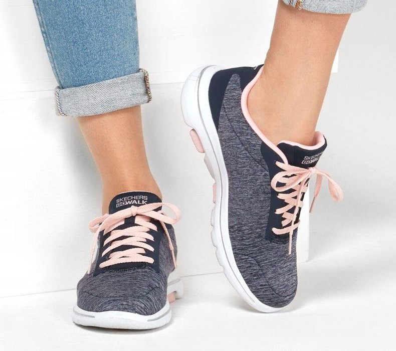 Dámské Tréninkové Boty Skechers GOwalk 5 - True Tmavě Blankyt Růžové | UBWEFKA-24