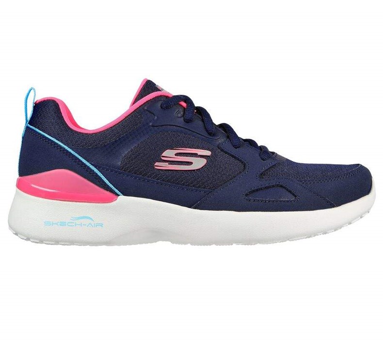 Dámské Tréninkové Boty Skechers Skech-Air Dynamight - Carefree Way Tmavě Blankyt Růžové | EQGXYOP-40