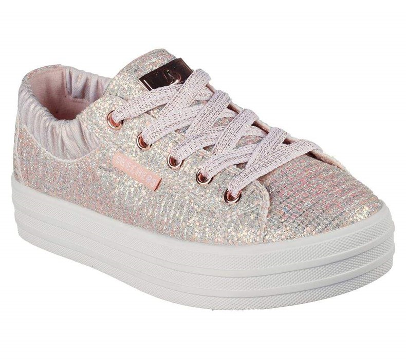 Dívčí Boty Casual Skechers Double Up - Glitter Shines Růžové | QFJSNPC-65