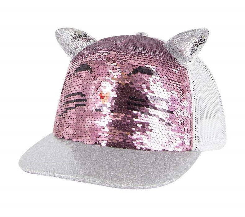 Dívčí Klobouky Skechers Caticorn Sequin Trucker Růžové Bílé | QKABTEN-03