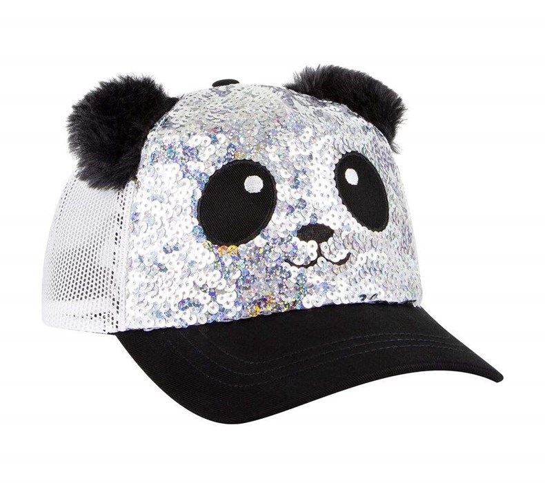 Dívčí Klobouky Skechers Sequin Panda Stříbrné Černé | XQULYOH-72