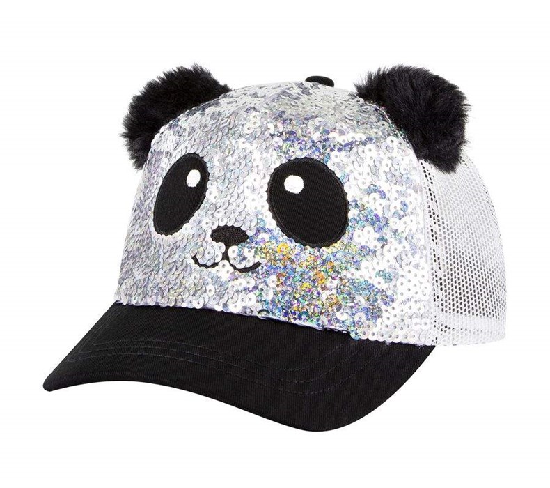 Dívčí Klobouky Skechers Sequin Panda Stříbrné Černé | XQULYOH-72